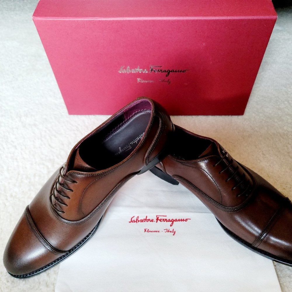 Authentic Salvatore Ferragamo Africa Gancini Cap Toe Oxford Shoes